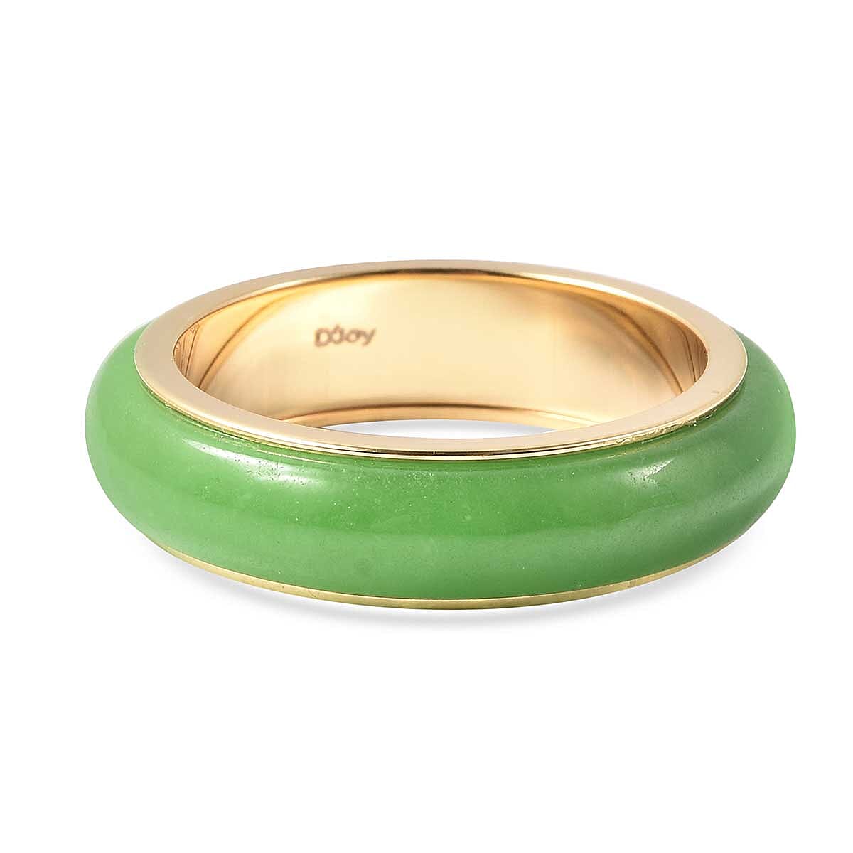 Green Jade Band Ring in Yellow Gold Overlay Sterling Silver 13.50 Ct.