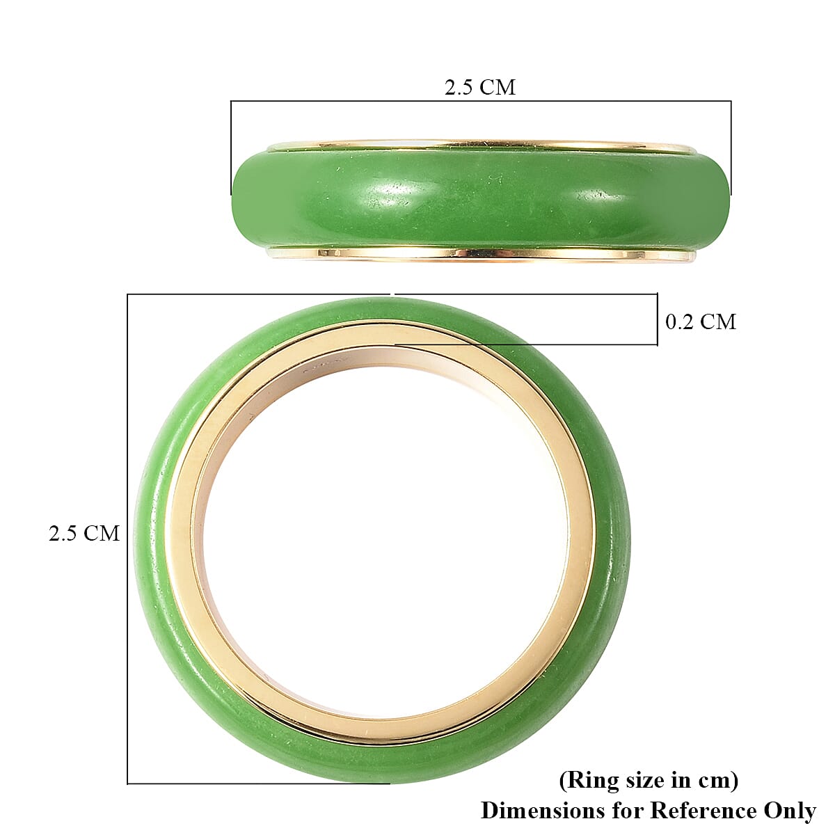 Green Jade Band Ring in Yellow Gold Overlay Sterling Silver 13.50 Ct.