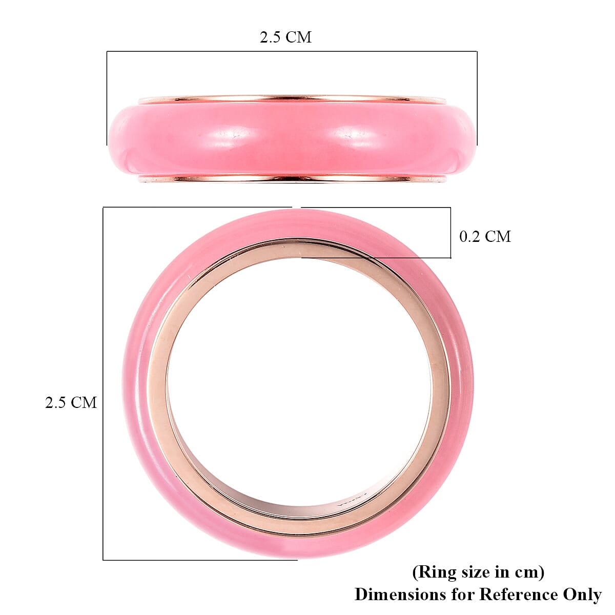 Pink Jade Band Ring in Rose Gold Overlay Sterling Silver 13.50 Ct.
