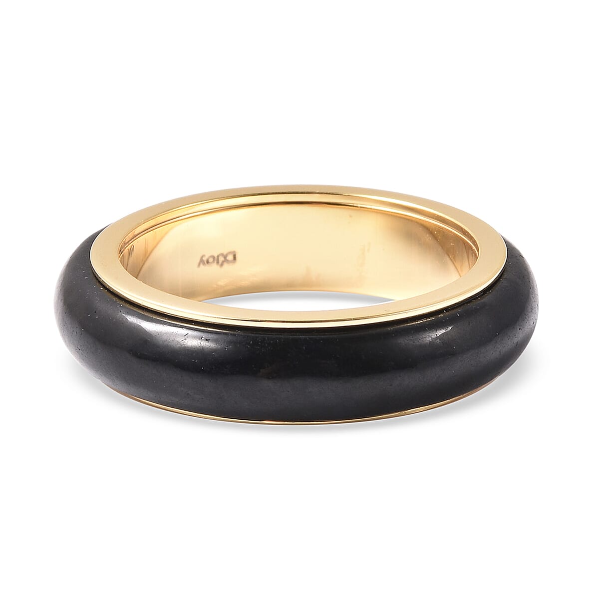 Black Jade Band Ring in Yellow Gold Overlay Sterling Silver 13.50 Ct.