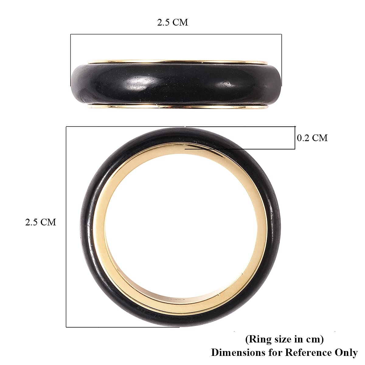 Black Jade Band Ring in Yellow Gold Overlay Sterling Silver 13.50 Ct.
