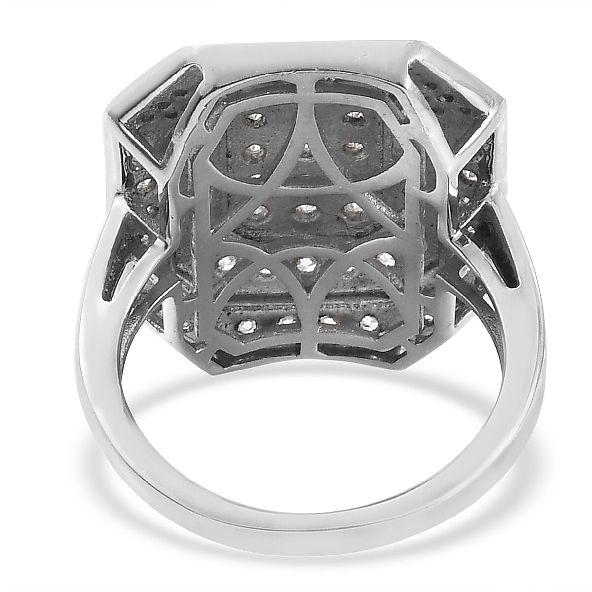 Lustro Stella Platinum Overlay Sterling Silver Ring Made with Finest CZ 1.98 Ct