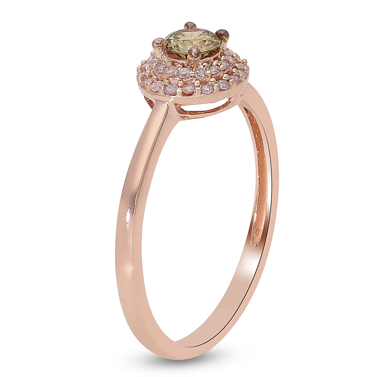 9K Rose Gold Natural Champagne & Pink Diamond Ring 0.50 Ct.