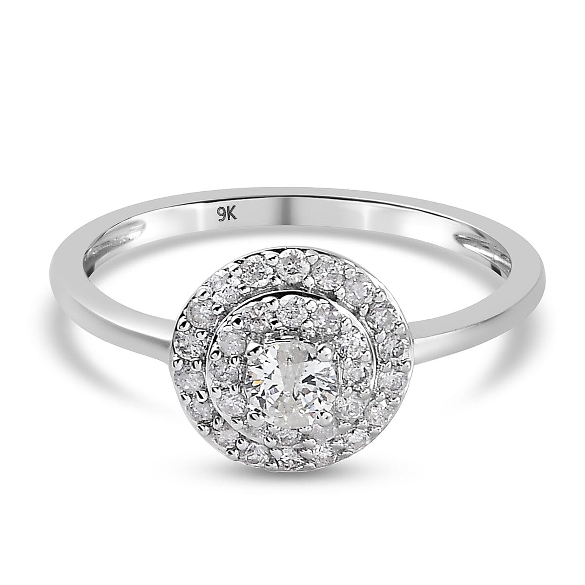 9K White Gold SGL Certified Diamond (I2 -I3-G-H) Ring 0.50 Ct.