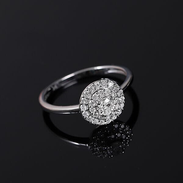 9K White Gold SGL Certified Diamond (I2 -I3-G-H) Ring 0.50 Ct.