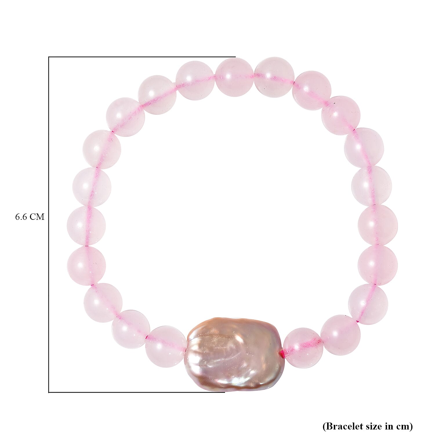 Multi Colour Keshi Pearl and Rose Quartz Stretchable Bracelet (Size 7)