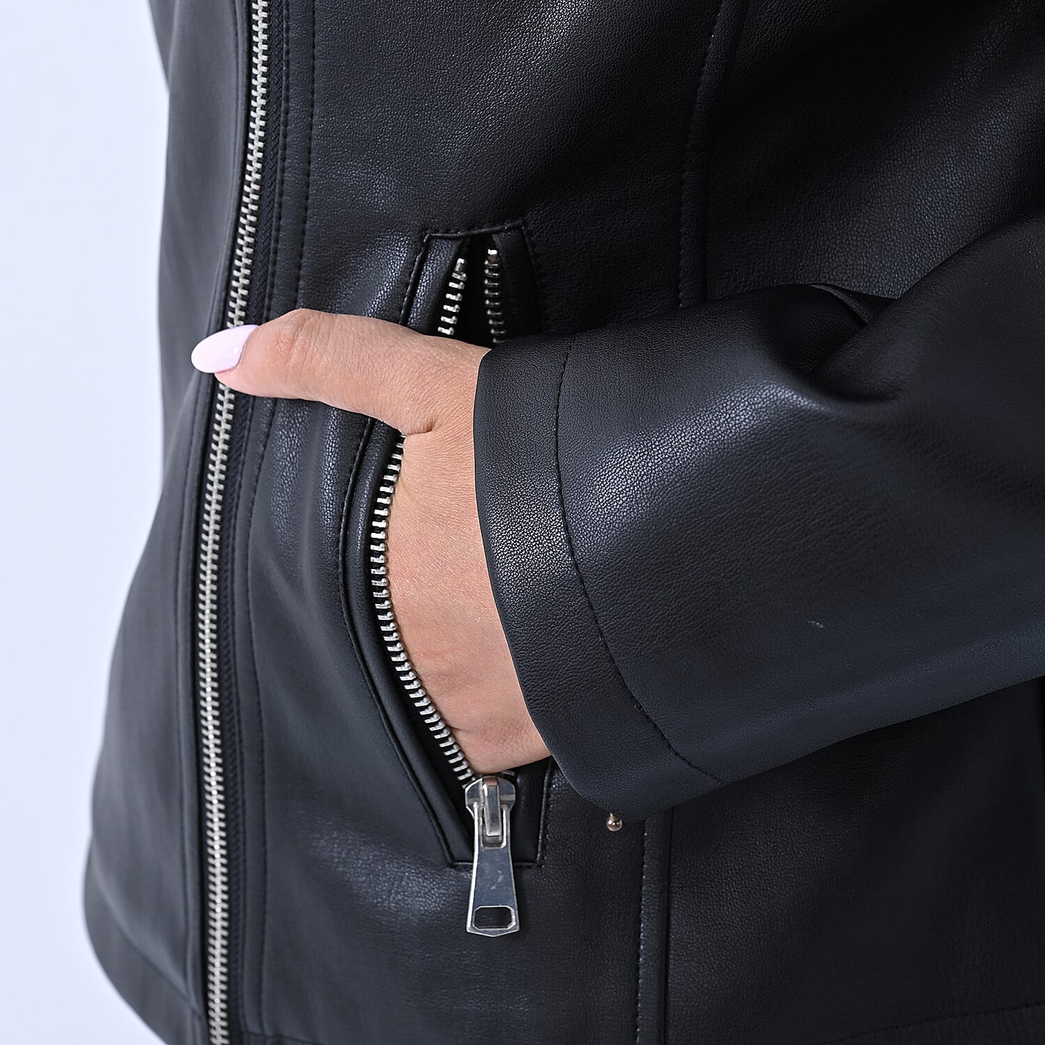 TAMSY Faux Leather Biker Style Jacket - XL (20-22) - Bust 48in CB 23in