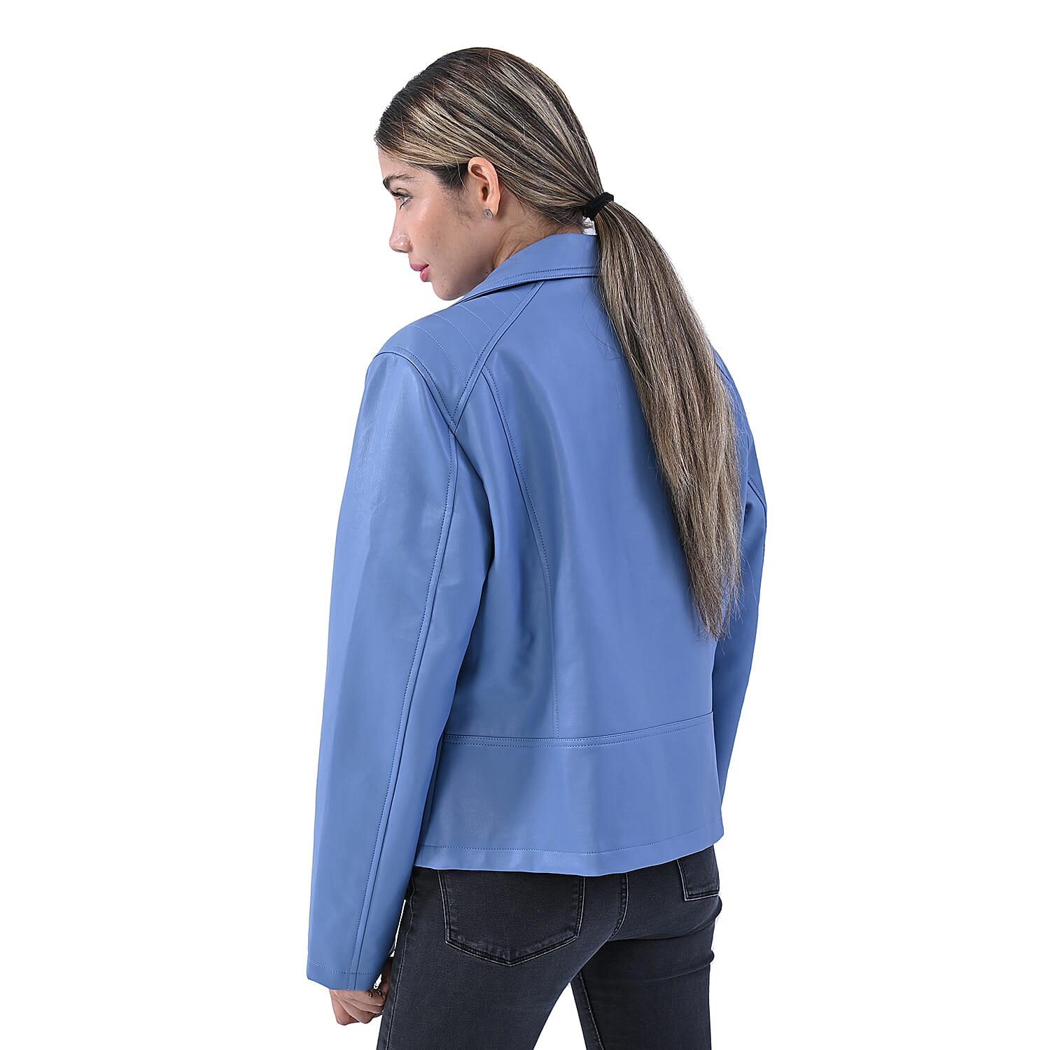 TAMSY Lapel Collar Jacket with Pockets (Size M, 12-14) - Blue