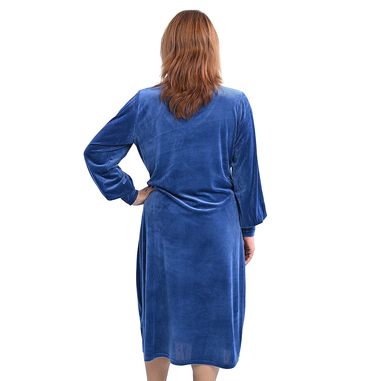 LA MAREY V Neck Long Dress (Size L,16-18) - Blue