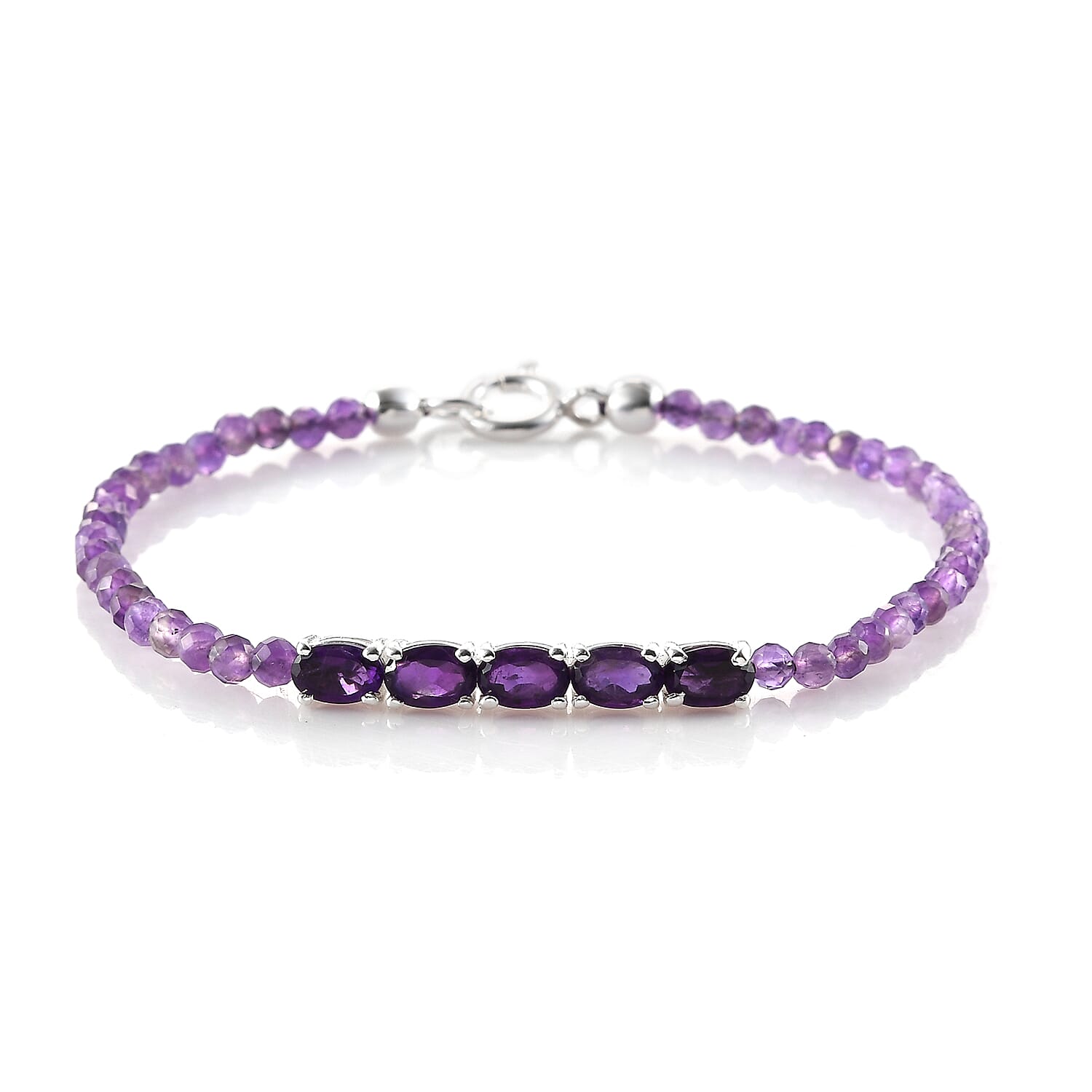 Amethyst Bracelet (Size 7.5) in Sterling Silver 10.66 Ct.