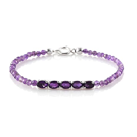 Amethyst Bracelet (Size 7.5) in Sterling Silver 10.66 Ct.