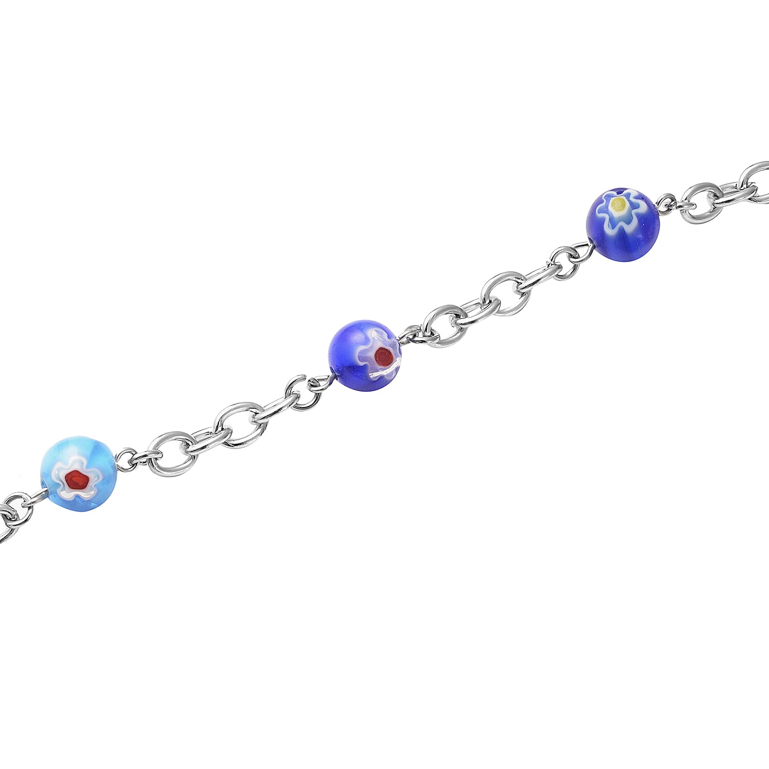 Multi Color Murano Glass Necklace (Size - 20 With 4 Inch Extender) in Stainless Steel