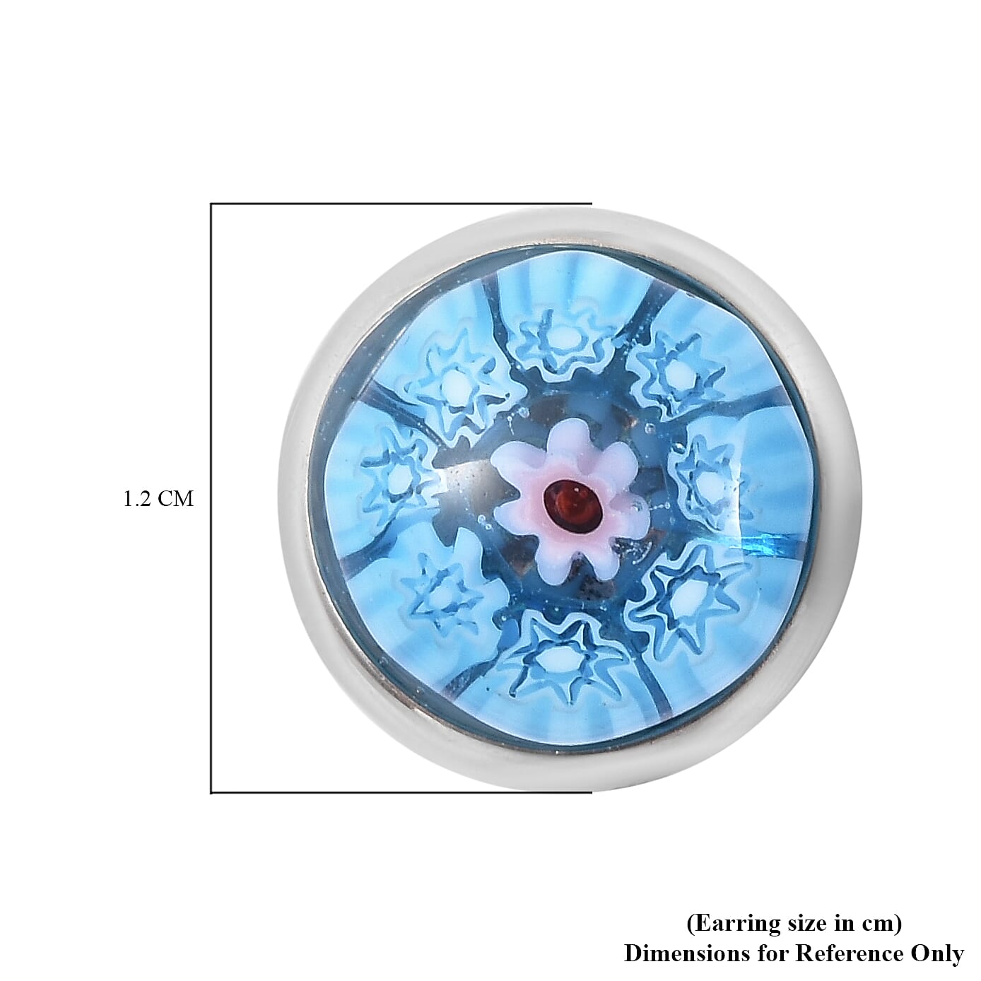 Blue Murano Glass Earrings (with Push Back) in Stainless Steel