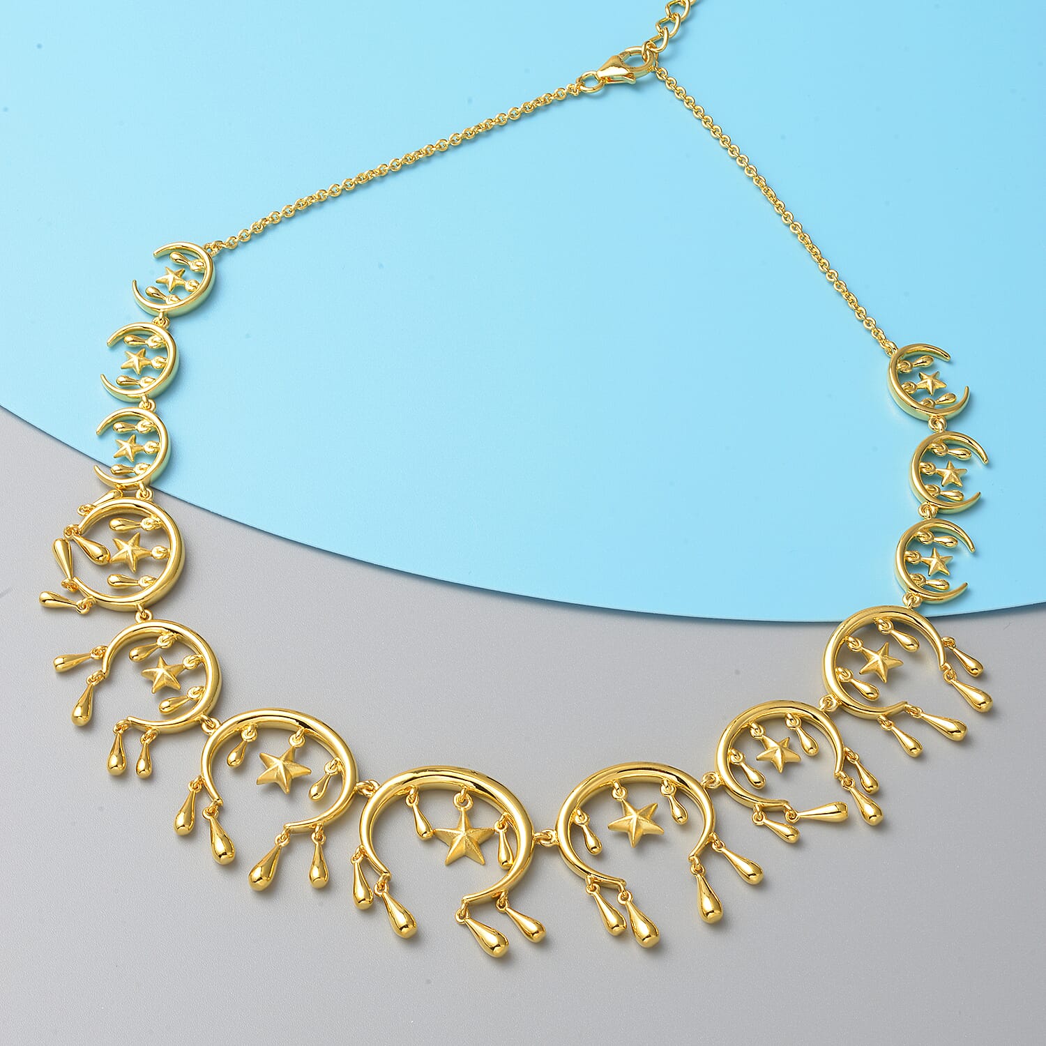 Lucy Q 3D Star Collection - Yellow Gold Overlay Sterling Silver Necklace (Size 20)