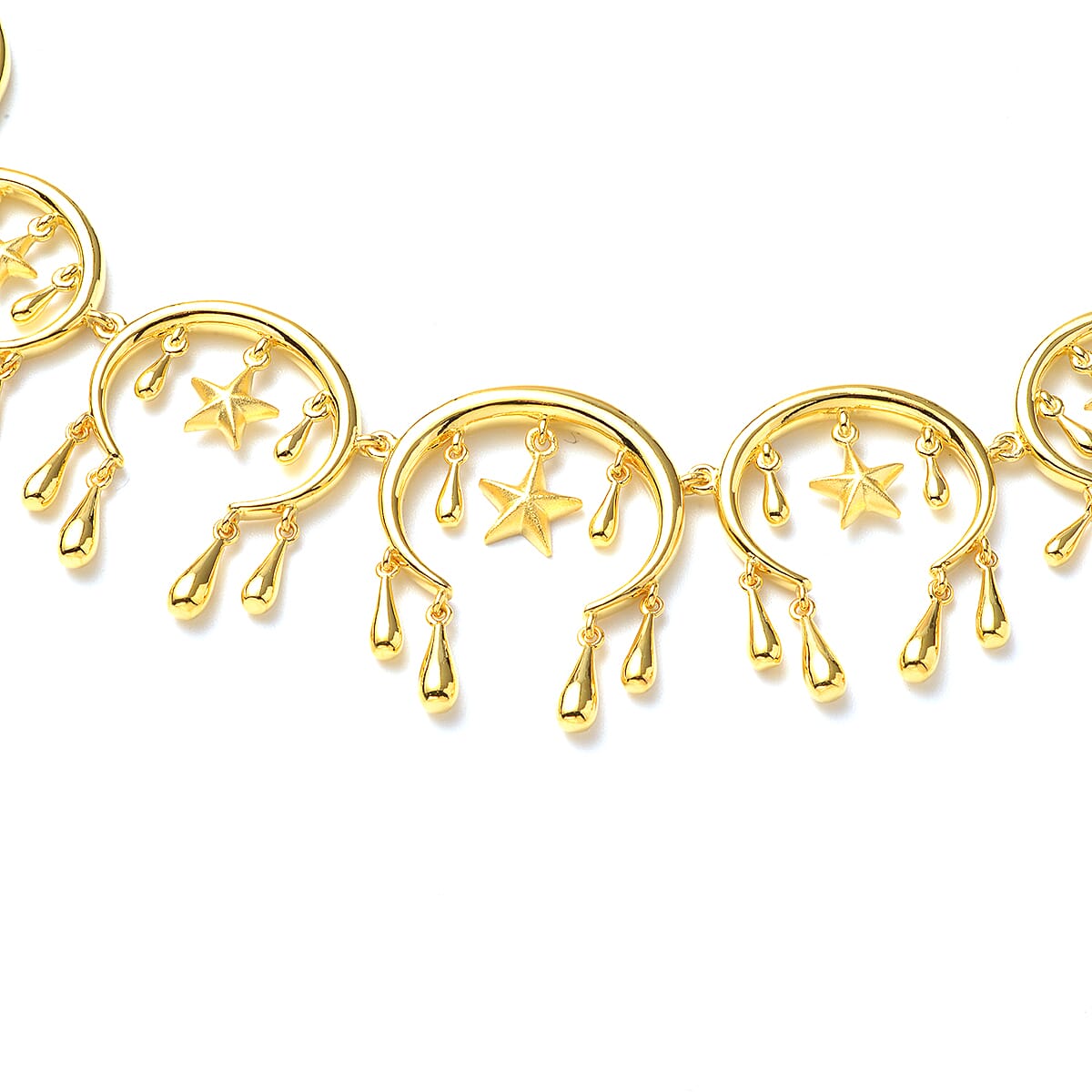 Lucy Q 3D Star Collection - Yellow Gold Overlay Sterling Silver Necklace (Size 20)