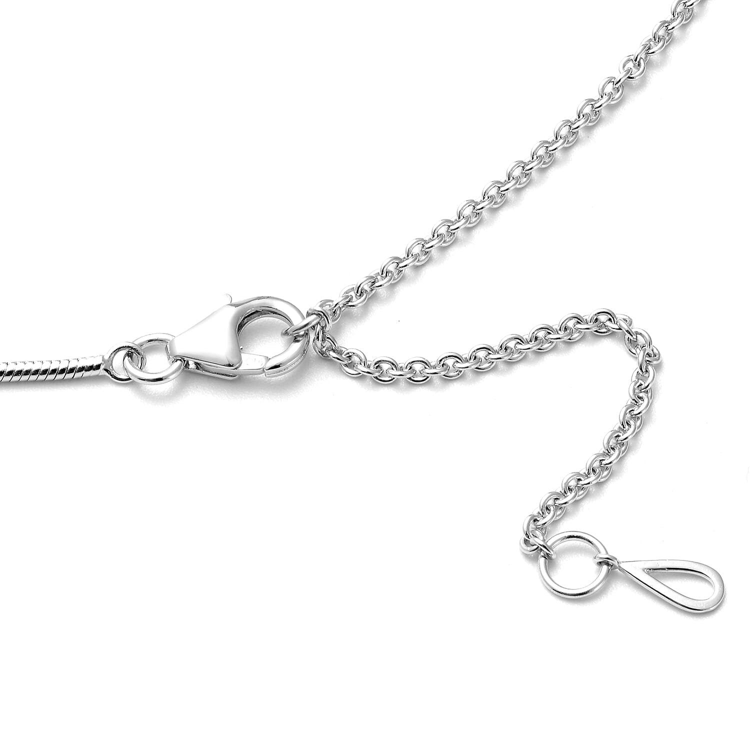 Lucy Q Open Tear Drop Collection - Freshwater Pearl Necklace (Size 16/18/20) in Rhodium Overlay Sterling Silver