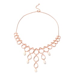 Lucy Q Open Tear Drop Collection - Freshwater Pearl Necklace (Size 16/18/20) in Rose Gold Overlay Sterling Silver