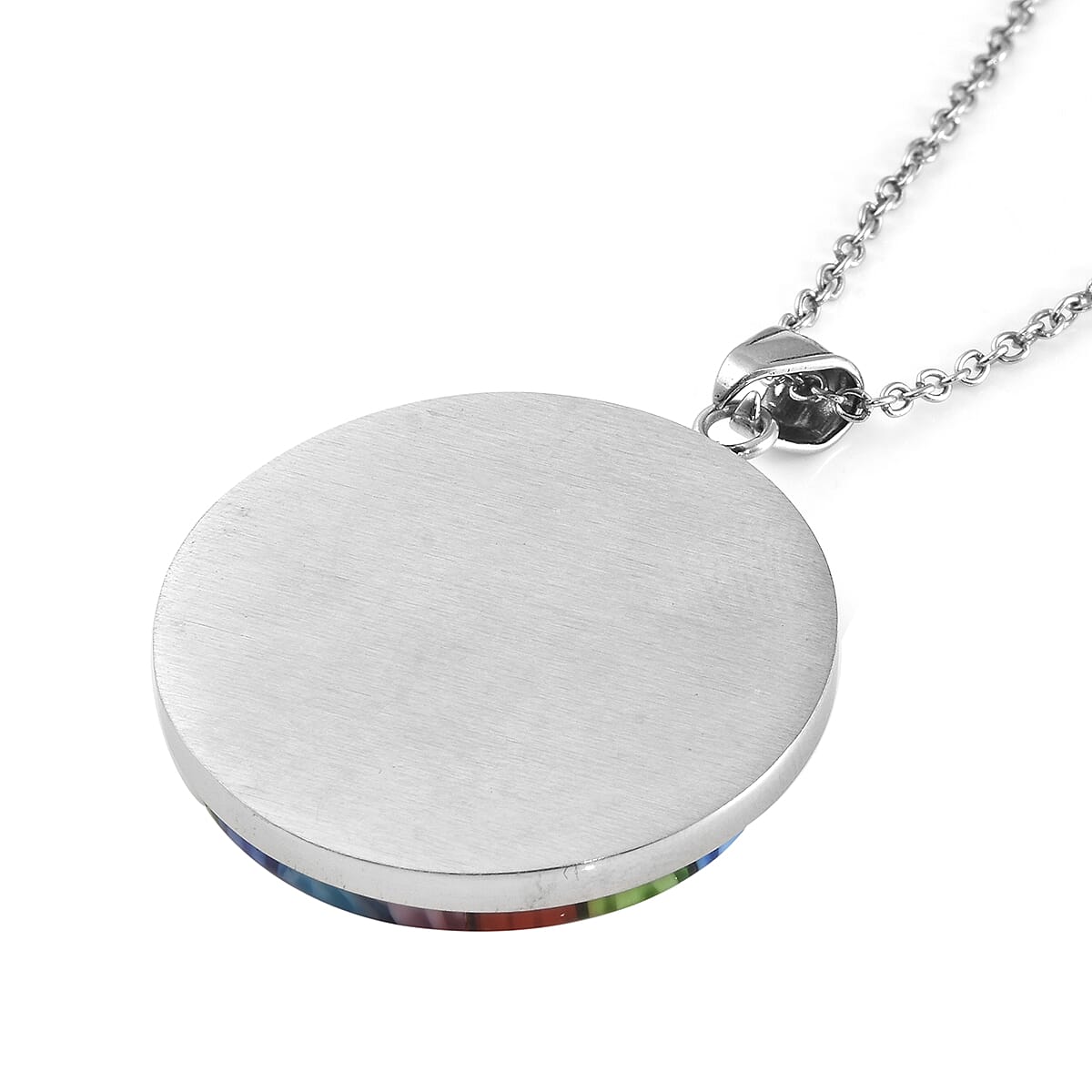 Multi Colour Murano Glass Pendant With Chain (Size 20) in Stainless Steel