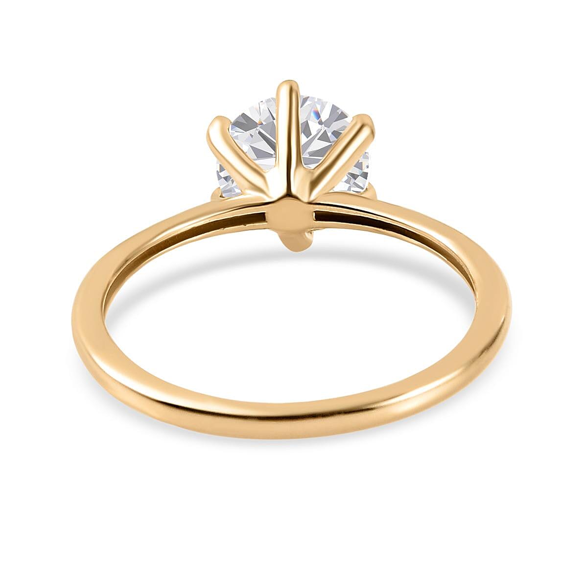 9K Yellow Gold Moissanite Solitaire Ring 1.21 Ct.