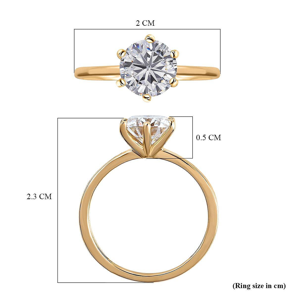 9K Yellow Gold Moissanite Solitaire Ring 1.21 Ct.