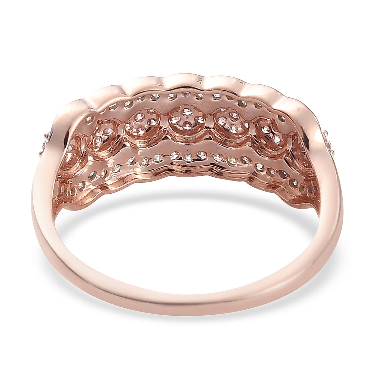 9K Rose Gold SGL Certified Natural Pink and White Diamond (I3 -G-H) Cluster Ring 0.50 Ct.