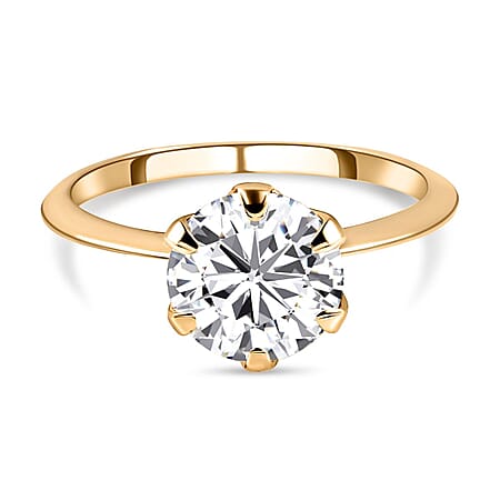 9K Yellow Gold Moissanite Solitaire Ring 1.89 Ct 9K Yellow Gold Moissanite Solitaire Ring 1.89 Ct