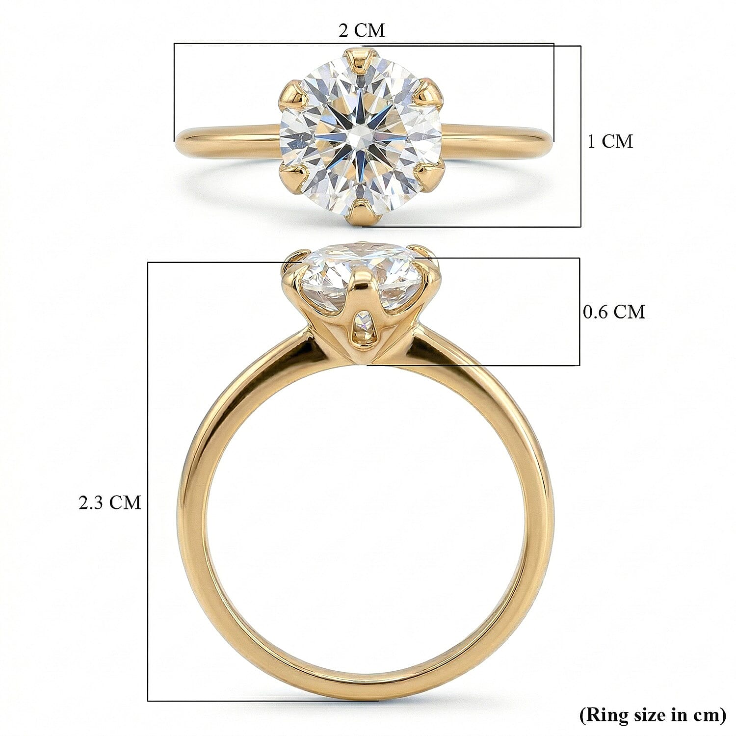 9K Gold Moissanite Solitaire Ring