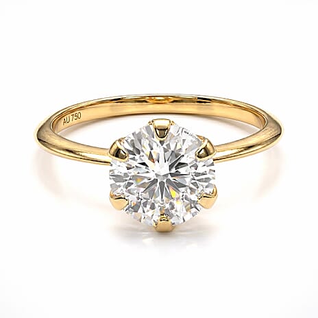 9K Yellow Gold Moissanite Solitaire Ring 1.89 Ct.