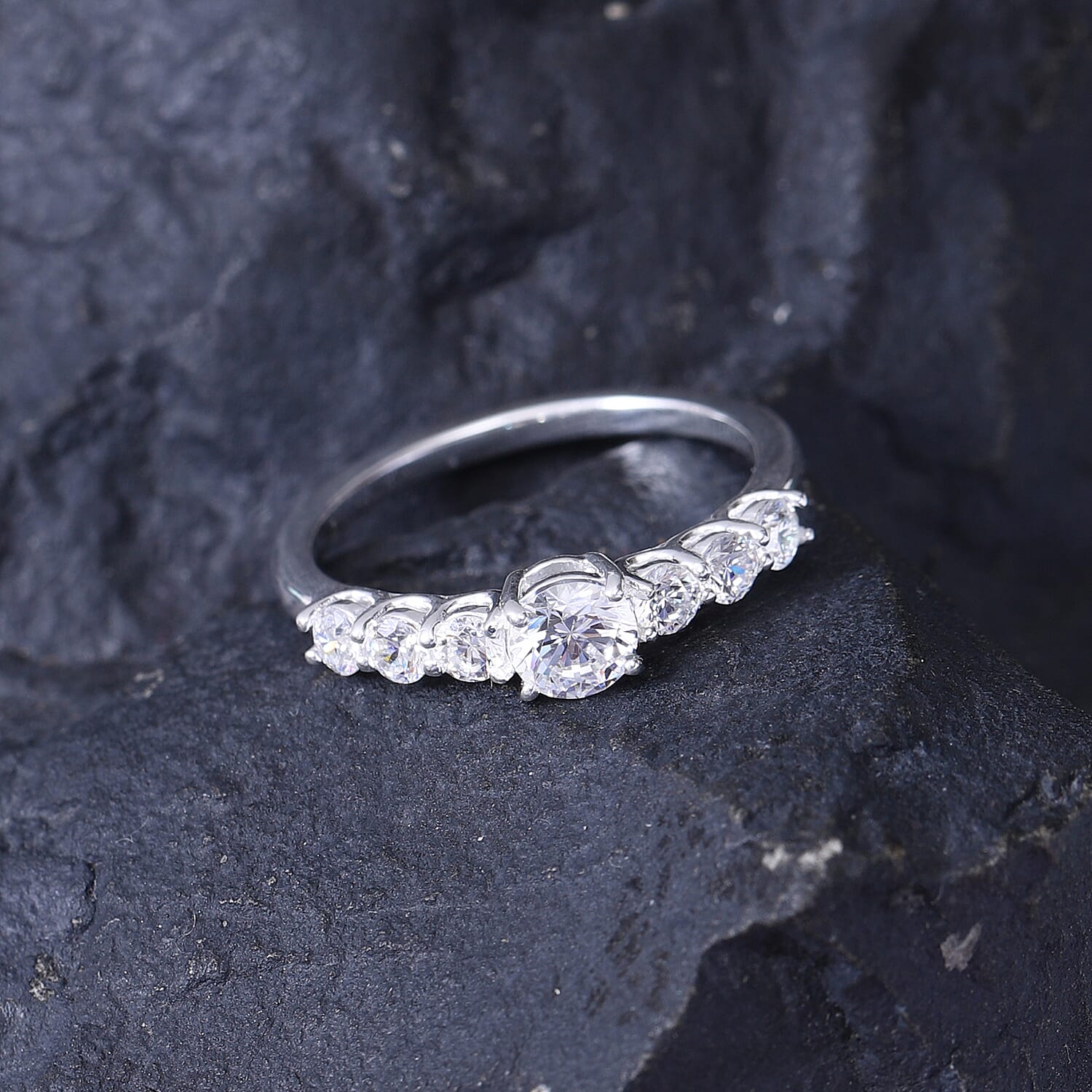 Lustro Stella Sterling Silver Ring Made with Finest CZ 1.57 Ct.