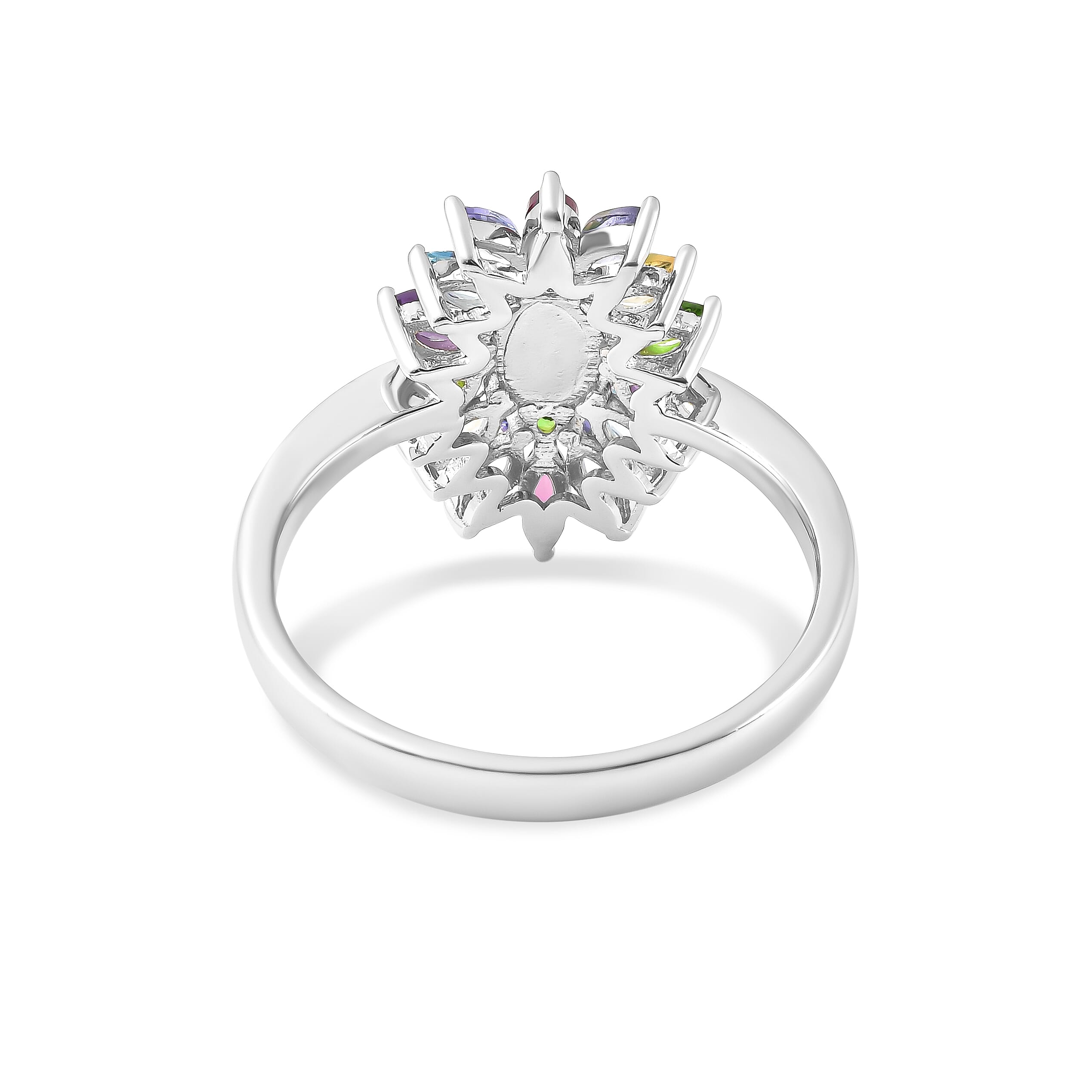 GP Italian Garden Collection - Ethiopian Welo Opal, Tanzanite, Amethyst and Multi Gemstone Ring in Rhodium Overlay Sterling Silver 1.76 Ct