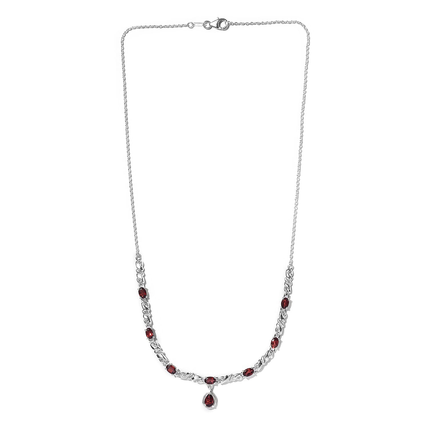Red Garnet Necklace (Size 20) in Sterling Silver 4.87 Ct, Silver wt 6.43 Gms