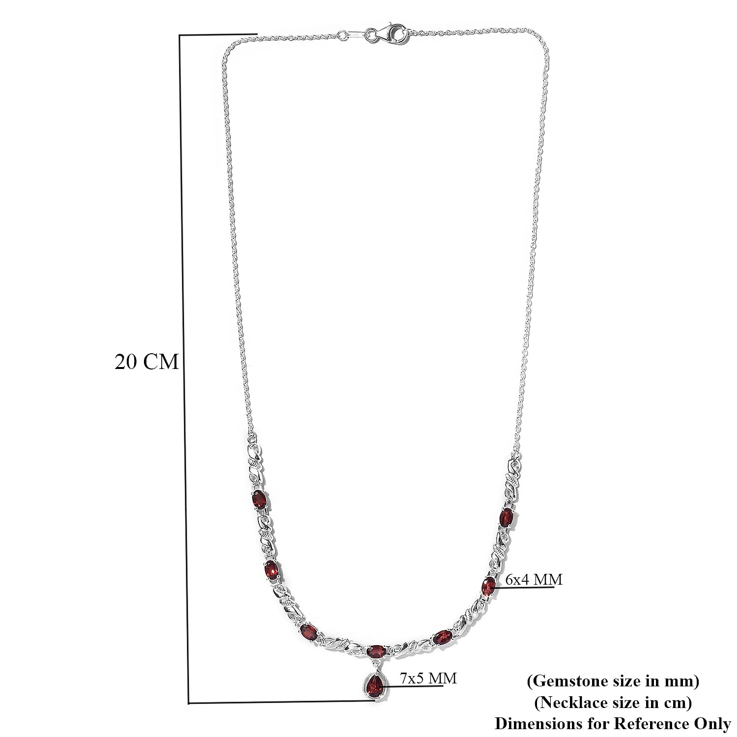 Red Garnet Necklace (Size 20) in Sterling Silver 4.87 Ct, Silver wt 6.43 Gms