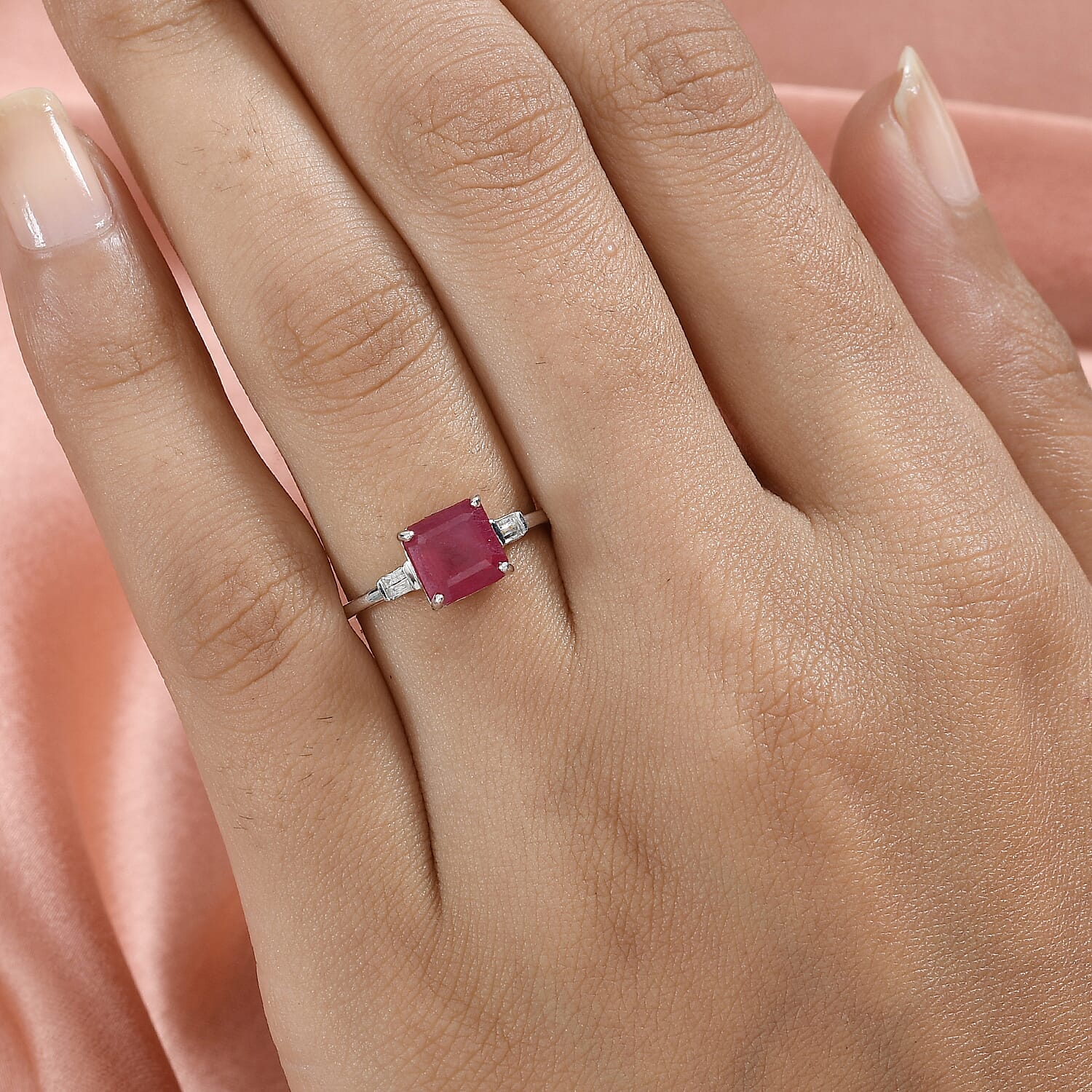 9K White Gold AA African Ruby (FF) and Diamond Ring 2.67