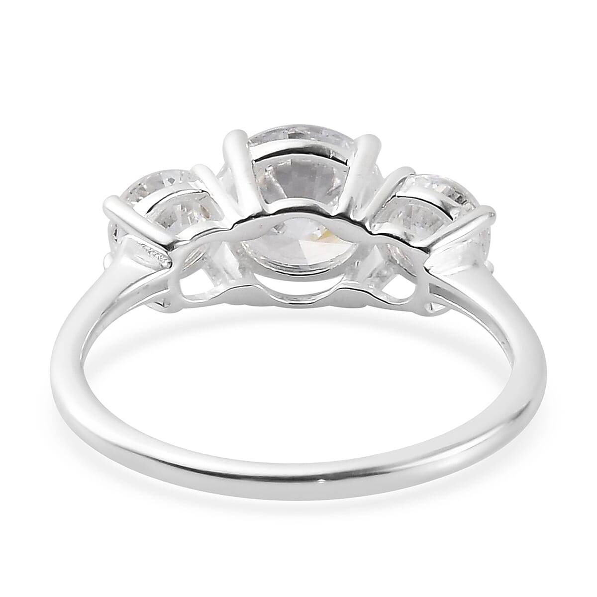 Lustro Stella Sterling Silver 3 Stone Ring Made with Finest CZ 3.79 Ct.