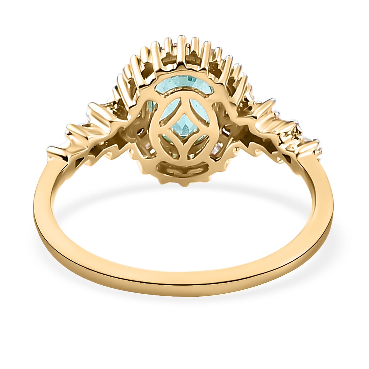 9K Yellow Gold AAA Zambian Emerald and Diamond Ring 1.07 Ct.