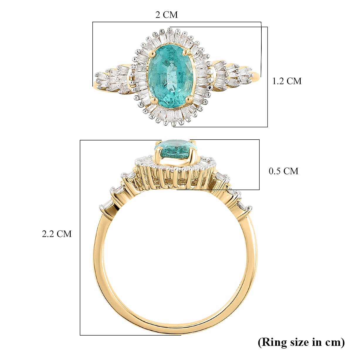 9K Yellow Gold AAA Zambian Emerald and Diamond Ring 1.07 Ct.
