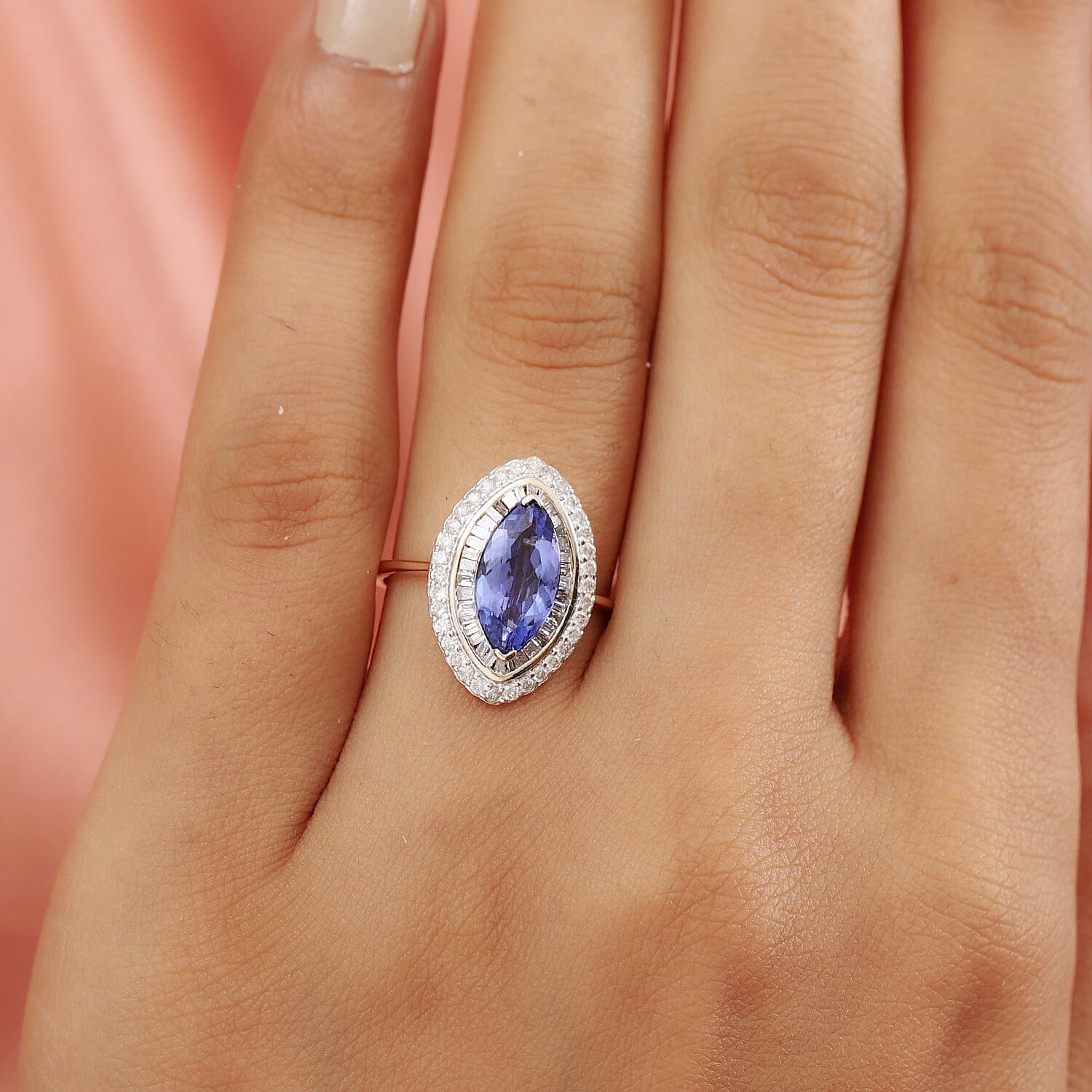9K Yellow Gold Tanzanite and Diamond Ring 2.34 Ct.