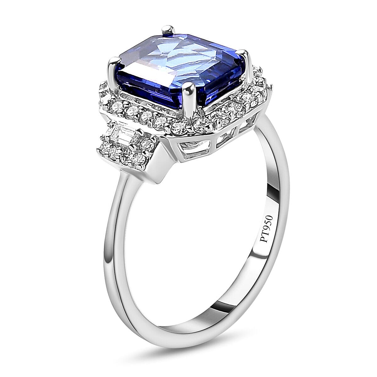 RHAPSODY 950 Platinum AAAA Tanzanite and Diamond (VS-E-F)  Ring 4.08 Ct, Platinum wt 4.81Gms
