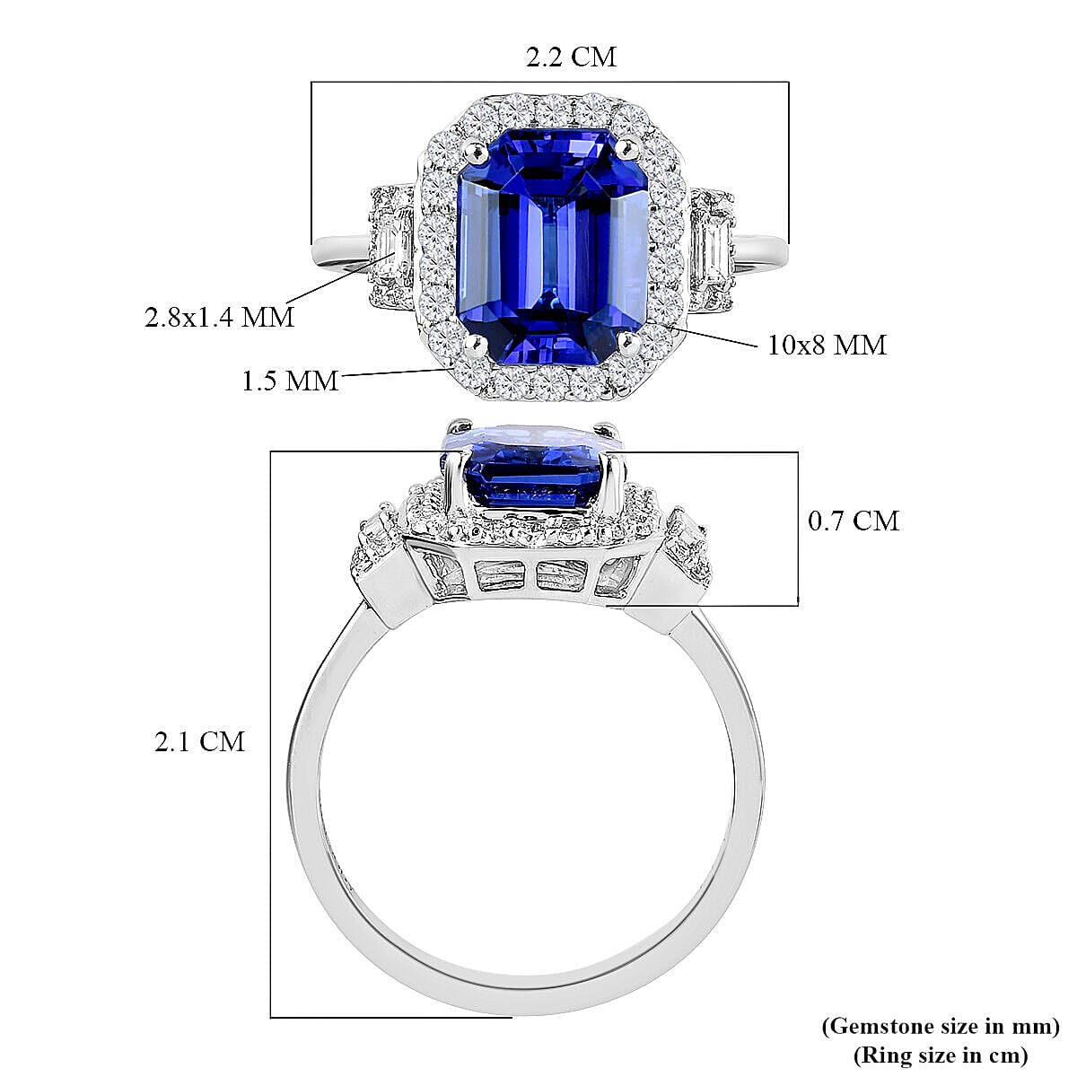 RHAPSODY 950 Platinum AAAA Tanzanite and Diamond (VS-E-F)  Ring 4.08 Ct, Platinum wt 4.81Gms