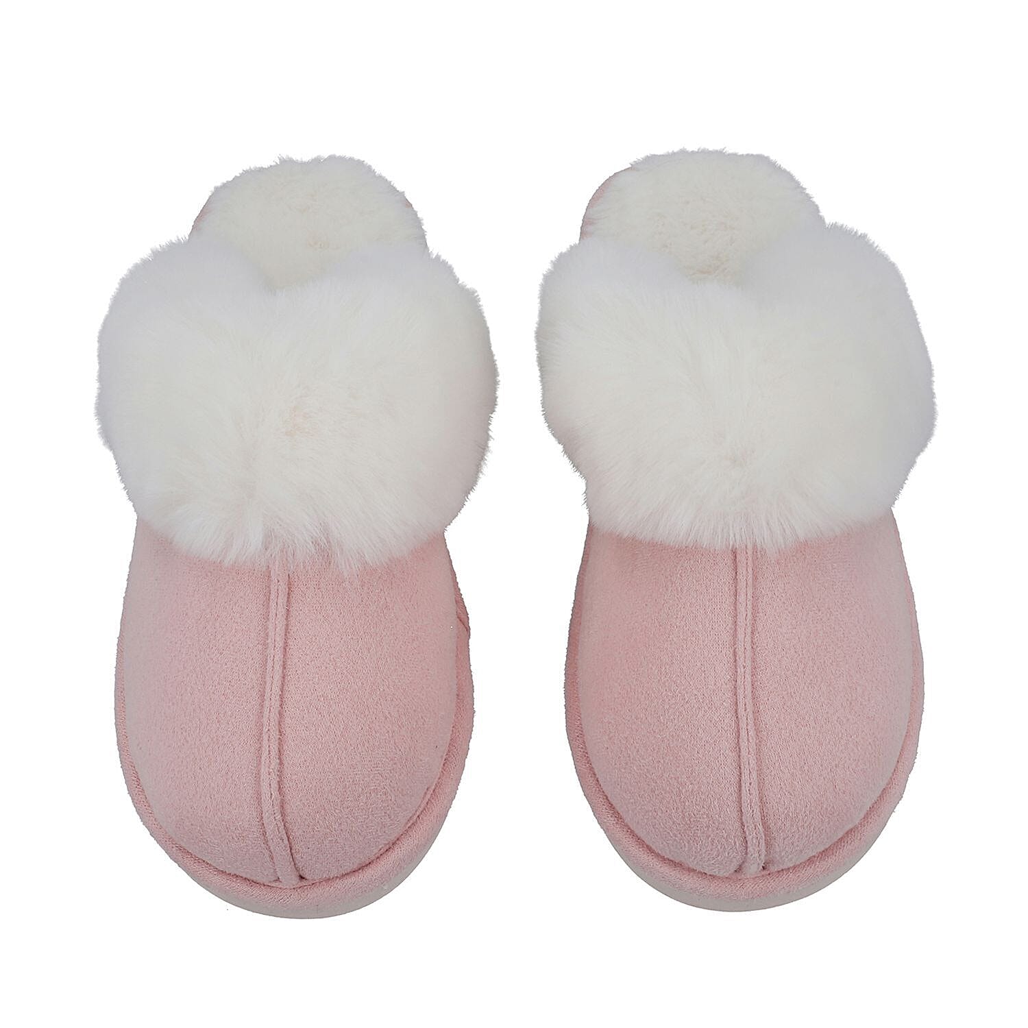 Super Soft Suede Slippers with Faux Fur (Size 3-4) - Beige