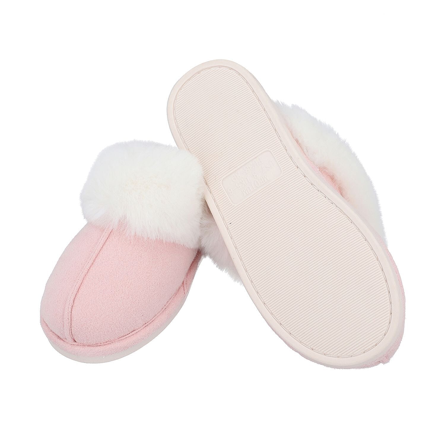 Super Soft Suede Slippers with Faux Fur (Size 3-4) - Beige