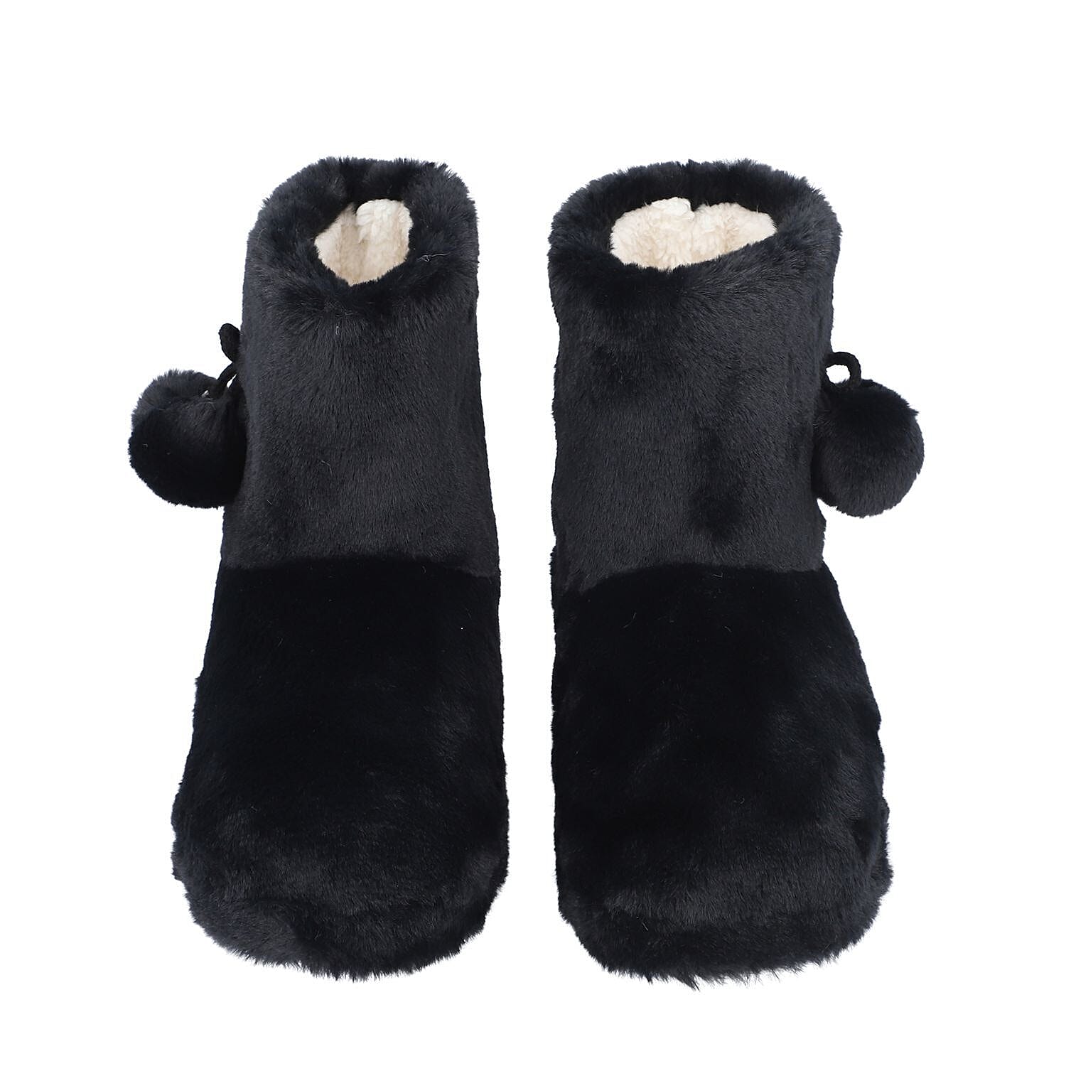 Luxury Faux Fur Boots (Size 8-9) - Black