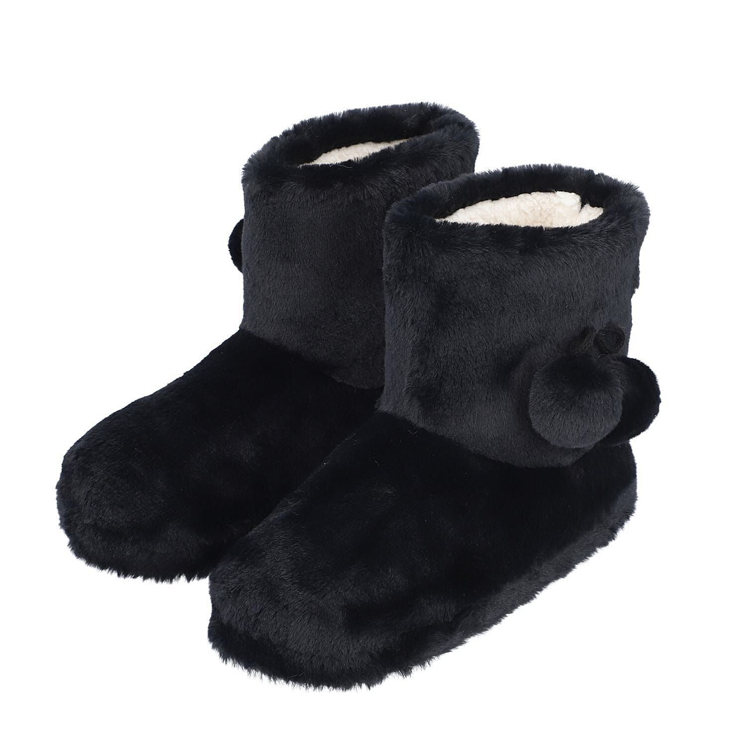 Luxury Faux Fur Boots (Size 8-9) - Black