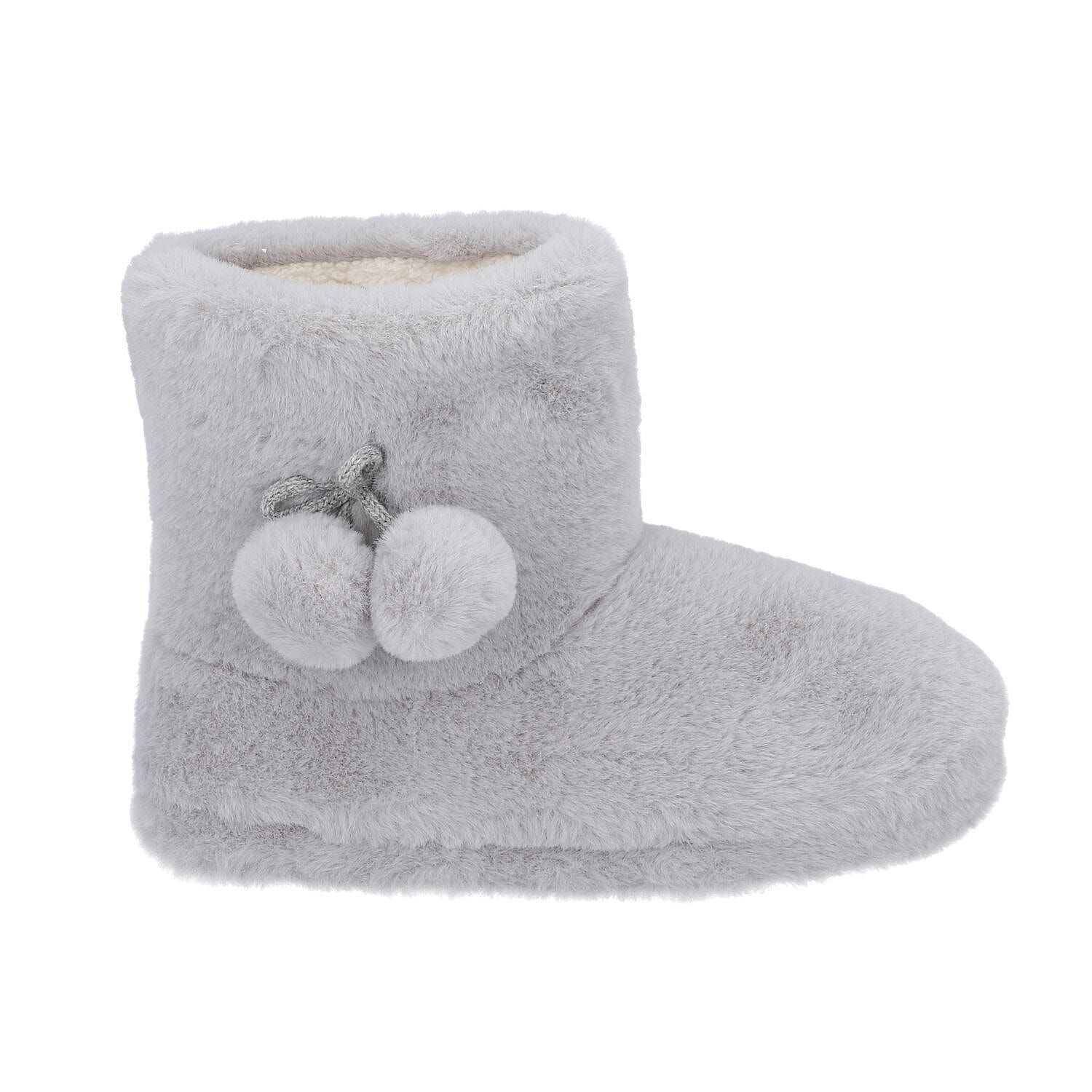 Rabbit Faux Fur Boots with Waterproof TPR Sole (Size 4-5) - Black