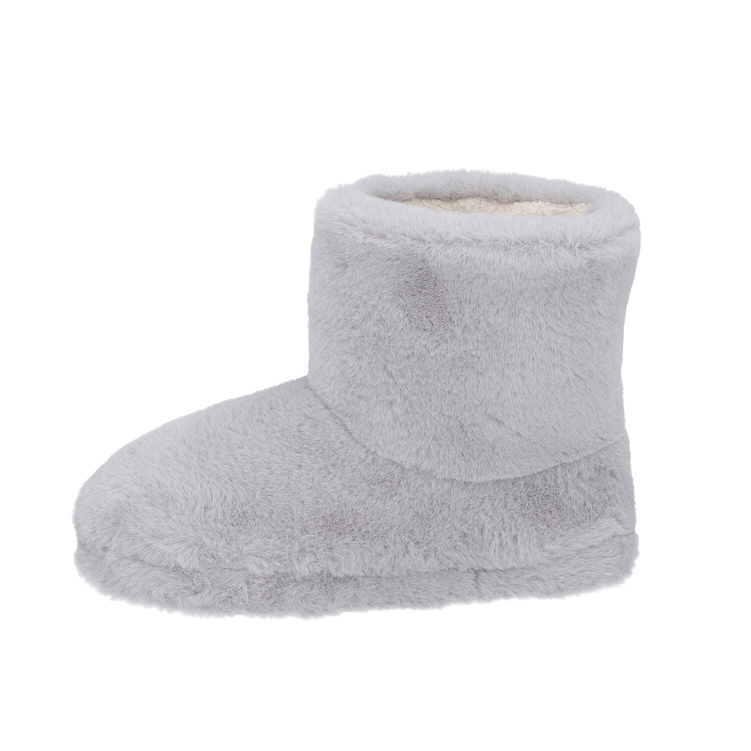 Rabbit Faux Fur Boots with Waterproof TPR Sole (Size 4-5) - Black