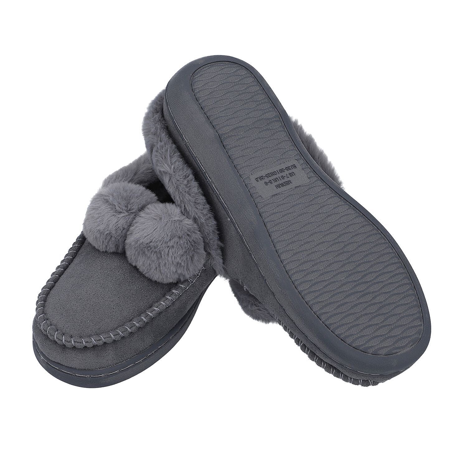 Suede Faux Fur Boots with Waterproof TPR Sole (Size UK 3-4) - Grey