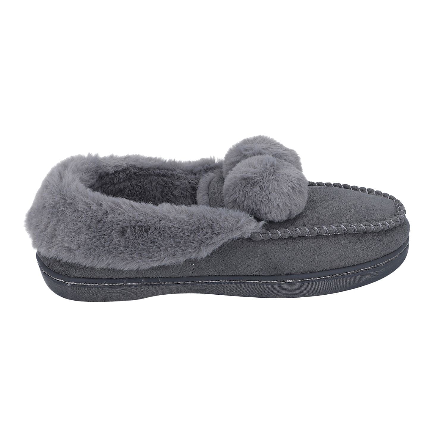 Suede Faux Fur Boots with Waterproof TPR Sole (Size UK 3-4) - Grey