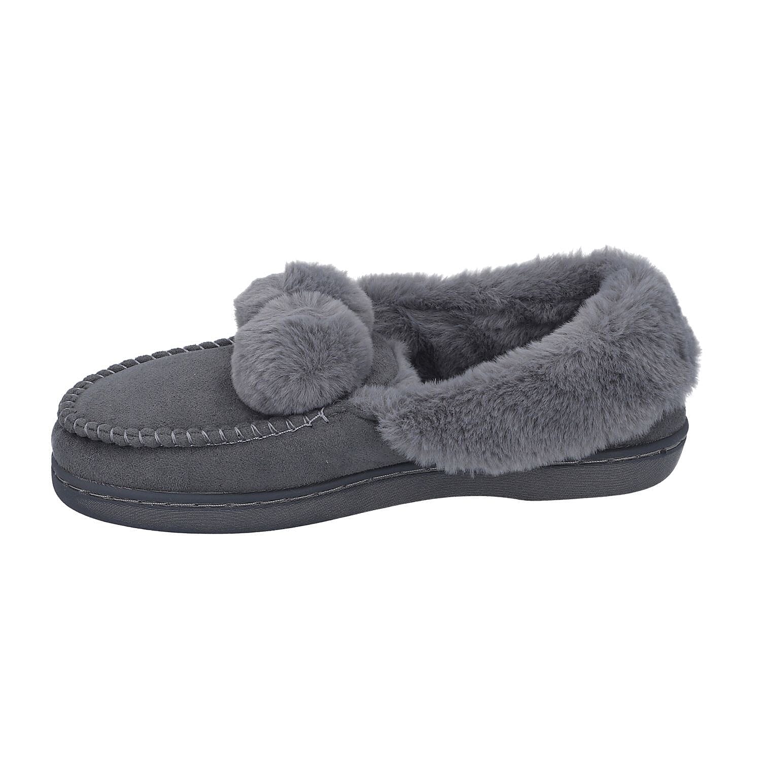 Suede Faux Fur Boots with Waterproof TPR Sole (Size UK 3-4) - Grey