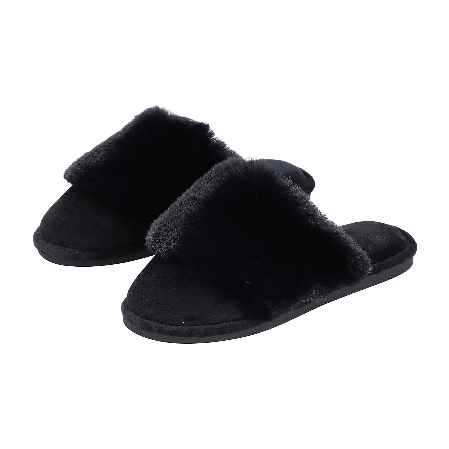 Black slippers with fur new arrivals