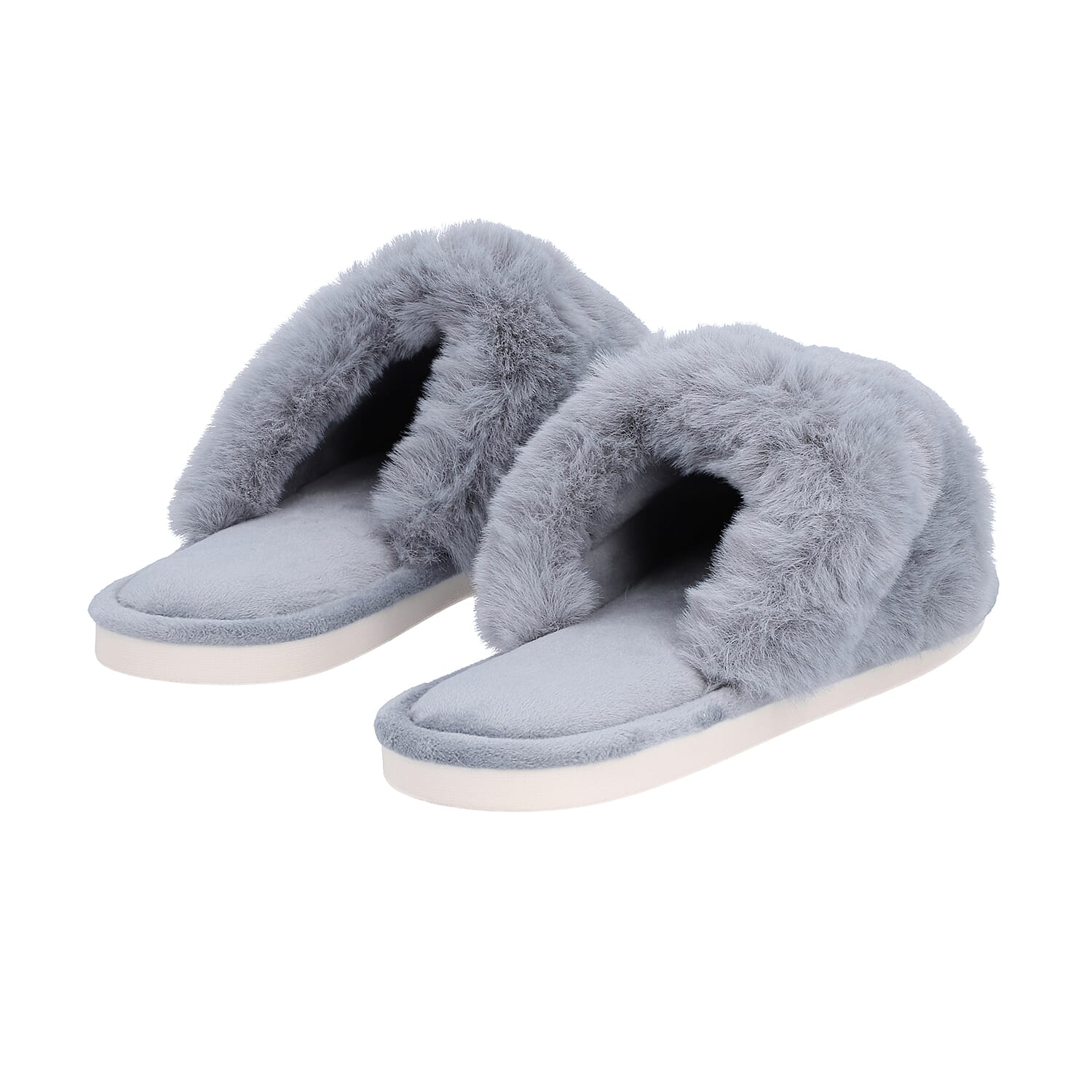 Chic and Elegant Rabbit Faux Fur Slipper - Black